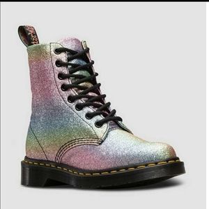 Dr.Martens Size 7 Like New   Glitter Multicolor Lace-Up Women's Combat Boots